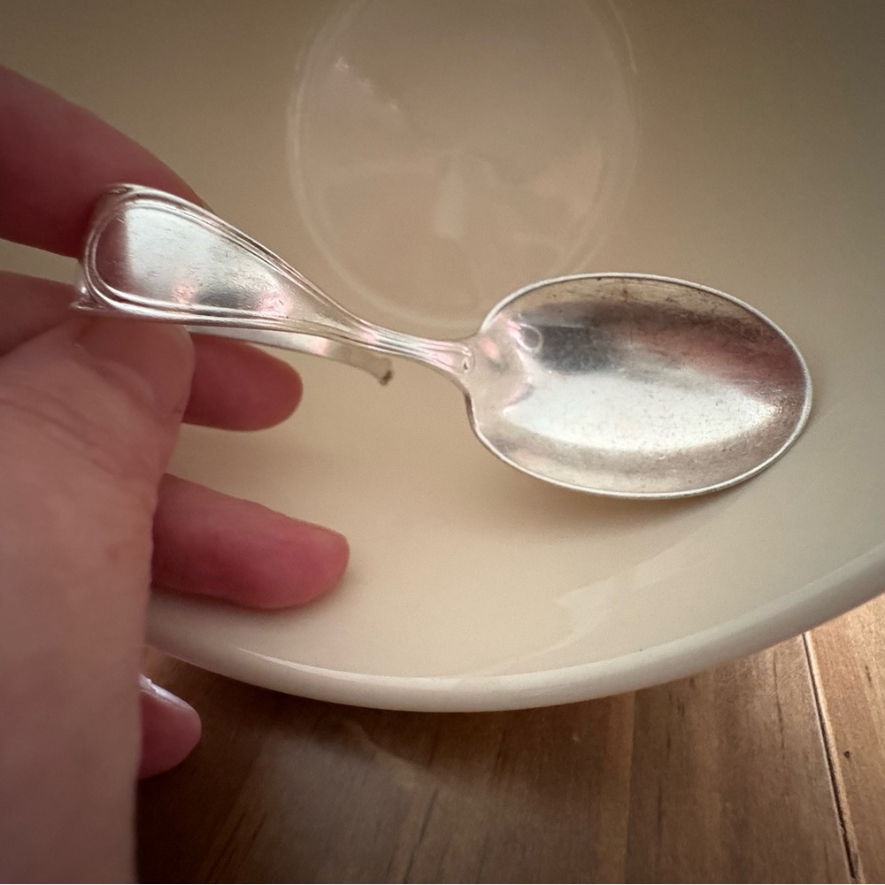 Birks Regency Plate Vintage Baby Spoon with Curved Handle Collectable